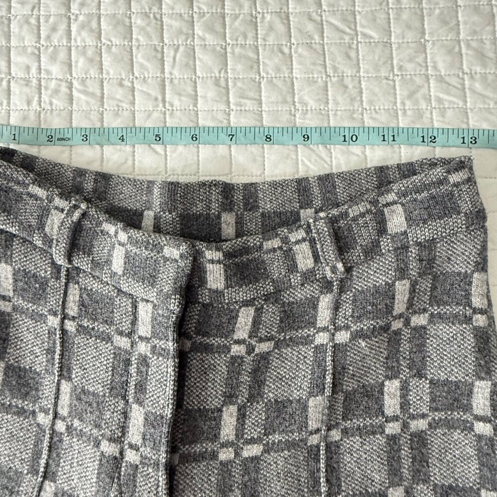 Naadam Women's Grey Plaid Wool-Cashmere Wide-Leg Pants,  S - Picture 10 of 11